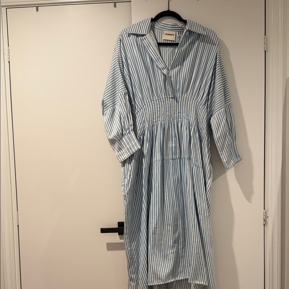 LOVEBIRDS Blue Striped Long Sleeve Dress